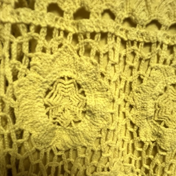 V Christina Floral Crochet Top Sz Small Yellow Bright Spring Delicate Boho Chic - Picture 3 of 11